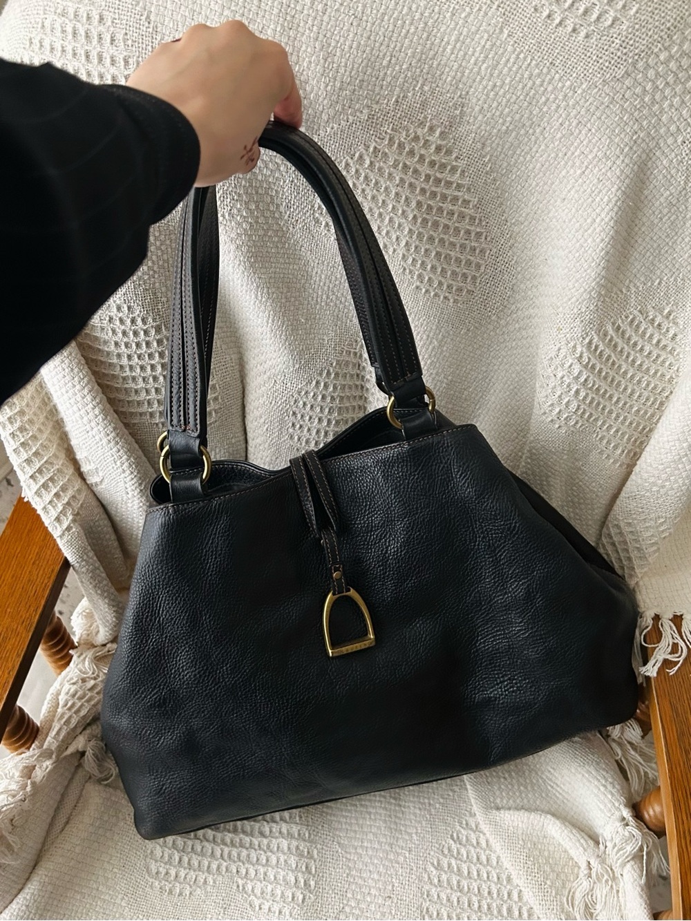 Vintage Ralph Lauren Black big Leather Tote bag